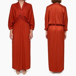 SWF Rayon Maxi Dress Small Rust Twist Front NWT Resort Evening Long Dress